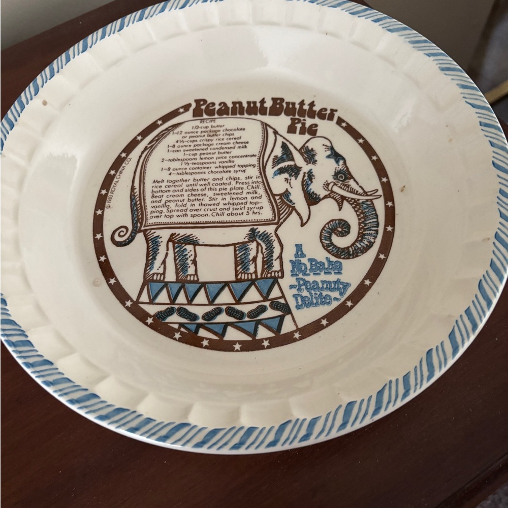 Vintage Royal China Peanut Butter Pie Recipe Plate